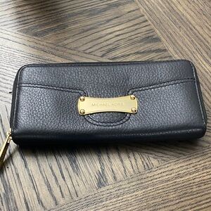 Michael Kors Black Leather Zip-Around Wallet